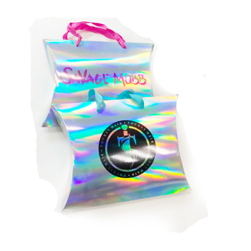 Custom Laser Pillow Case with Handle Wig Hair Paper Packaging Gift Boxes