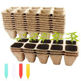 12 Pack Biodegradable Peat Pots Seedling Germination Trays Organic Plant Seed Starter Tray Kit With Plant Labels