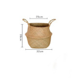 Blue Make Woven Sea grass Belly Basket with Handles for Storage Plant Pot Basket