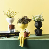 Nordic Face Art Color Flower Pot Light Luxury Abstract Sculpture Flower Pot Living Room Jewelry Decoration Flower Pot