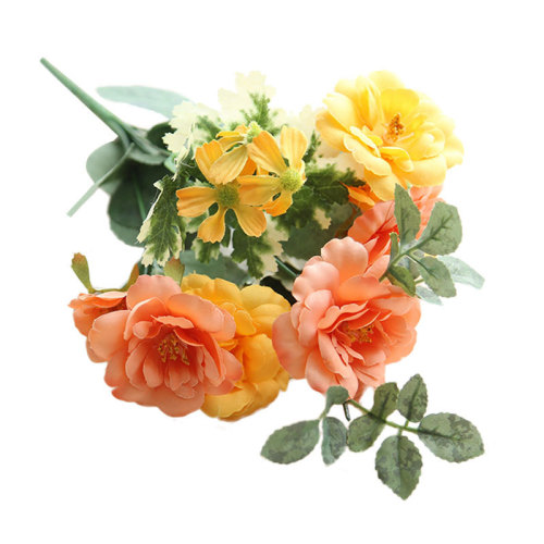 2021Manufacturers wholesale tea rose bouquet oil painting simulation flower rose export family decoration wedding fake flower