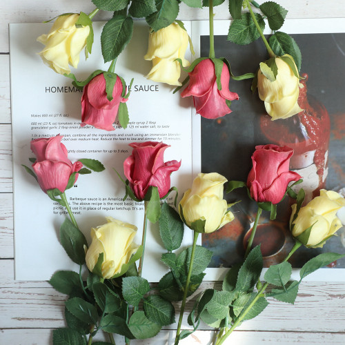 Imitation flower wholesale manufacturer fake flower hand feeling lover Mei family decoration wedding products PU rose