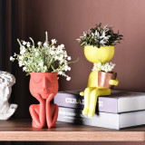 Nordic Face Art Color Flower Pot Light Luxury Abstract Sculpture Flower Pot Living Room Jewelry Decoration Flower Pot