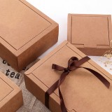Custom logo kraft paper gift box folding packaging kraft paper with lid