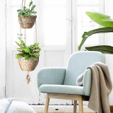 Outdoor Hanging Flower Basket Indoor Plant Flower Pot Gray Beige Flower Basket Hanging Basket Weaving