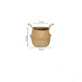 Blue Make Woven Sea grass Belly Basket with Handles for Storage Plant Pot Basket
