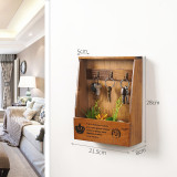 European Style Wooden Key Holder Box With 6 Hooks Wall Mounted Handmade With Rustic Finish For Home Decor