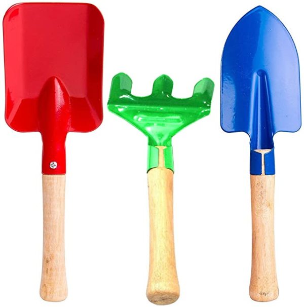 8  Metal With Sturdy Wooden Handle Safe Gardening Tools Trowel Garden Tools 3-Piece Set Beach Sandbox Toy