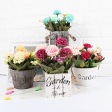 European-style Retro Wooden Flower Pot Simulation Flower Set Home Decoration Ornaments Fake Flowers Small Potted Plants