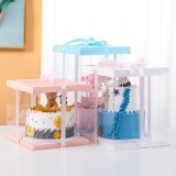 High Quality PET Clear Cake Box With Bowknot Ribbon Transparent PVC Tall Cake Box