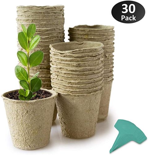 30 Packs 4 Inch Peat Pots Plant Starters for Seedling, Biodegradable Herb Seed Starter Pots Kit, Garden Germination Nursery Pots