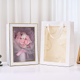 Cardboard Handle Gift Box With Pvc Window Custom Gift Flower Bag Shopping Bags With Own Logo