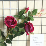 2021 hot  green plant simulation flower plant wedding decoration ins wind Flannelette 5 roses