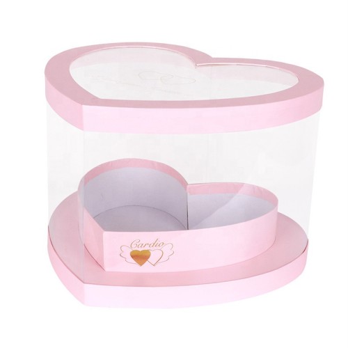 Luxury Transparent Rose Flower Boxes I Love You Heart Box For Flowers Gift Packaging Boxes
