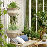 Outdoor Hanging Flower Basket Indoor Plant Flower Pot Gray Beige Flower Basket Hanging Basket Weaving