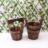 Hot-selling Gardening Carbonized Anticorrosive Wooden Succulent Flower Pots Balcony Flower Retro Solid Wood Fence Hanging Pots