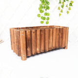 Outdoor Carbonized Anticorrosive Wood Flower Box Vegetable Tree Flower Pot Large Rectangular Succulent Wood Flower Pot