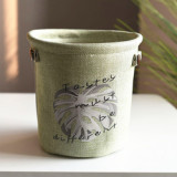 Fabric Flower Pot Nordic Style Monstera Pattern Kraft Paper Bag Flower Pot