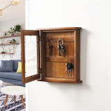 European Style Wooden Key Holder Box With 6 Hooks Wall Mounted Handmade With Rustic Finish For Home Decor