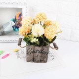 European-style Retro Wooden Flower Pot Simulation Flower Set Home Decoration Ornaments Fake Flowers Small Potted Plants