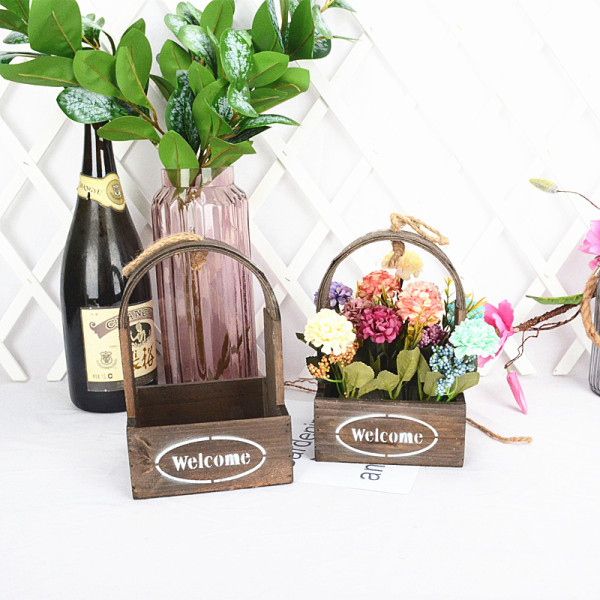 Hot Sale Gardening Succulent Wood Flower Pot Japanese Retro Wooden Flower Pot Coffee Shop Entrance Decorative Wooden Flower Pot