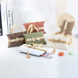Custom wedding candy paper box gift packaging lace pillow paper box with handle