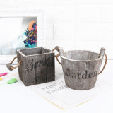 Hot Sale Gardening Succulent Wood Flower Pot Japanese Retro Wooden Flower Pot Coffee Shop Entrance Decorative Wooden Flower Pot
