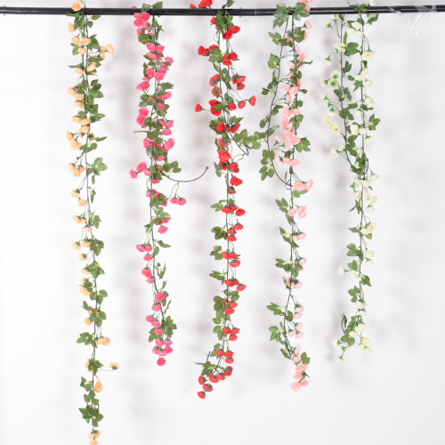 2021 manufacturer wholesale wall flower wedding decoration green leaf artificial rose vine