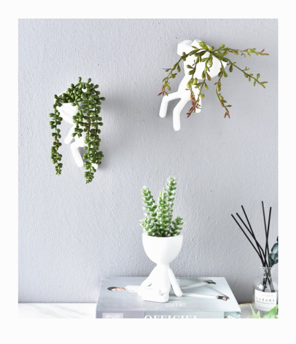 Nordic Abstract Sculpture Flower Pot Nordic Portrait Art White Flower Pot Living Room Decoration
