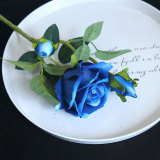 2021Hot simulation  flower plant bonsai wedding decoration ins wind artificial flannel one flower two bud rose