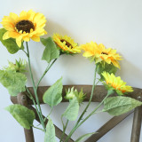 2021Manufacturer wholesale mall simulation flower foreign trade family decoration wedding 3 fork sunflower