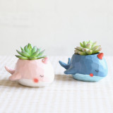 Cute Cartoon Whale Island Pink Flower Pot Micro Landscape Potted Flower Pot