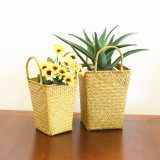 Natural Multi Flower Plants Pots Straw Woven Storage Handmade Basket With Handle