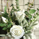 2021 hot  green plant simulation flower plant wedding decoration ins wind Flannelette 5 roses