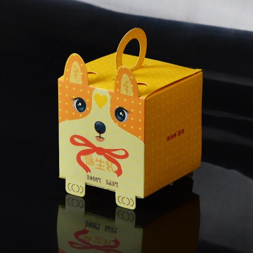 Wedding Foldable Custom Paper Dog Shape Packaging Cake Boxes With Handle