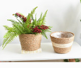 Portable Flower Basket Weaving Seaweed Pots Flower Decorative Desktop Storage Box Storage Basket