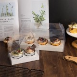 Manufacture Luxury Transparent White Box Packaging Dessert Foldable Cake Box Clear