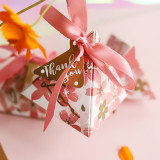 Wedding candy paper box triangle folding paper box silk ribbon paper box