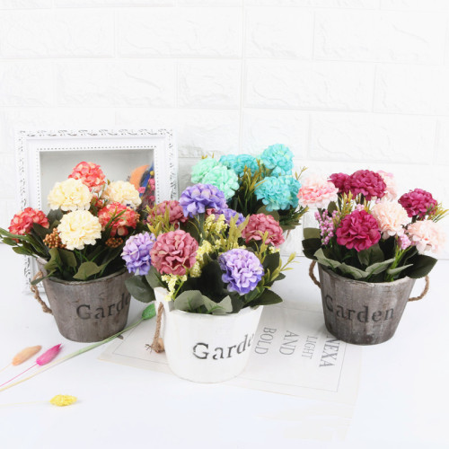European-style Retro Wooden Flower Pot Simulation Flower Set Home Decoration Ornaments Fake Flowers Small Potted Plants