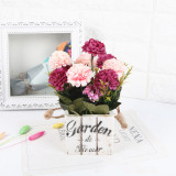 European-style Retro Wooden Flower Pot Simulation Flower Set Home Decoration Ornaments Fake Flowers Small Potted Plants