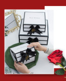 White Luxury Shopping Cardboard Paper Wedding Gift Box Packing With Ribbon Perfume Jewelry Paper Box
