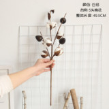 2021Simulation flower ins wind 5 cotton branch manufacturer dry flower family decoration wedding road guide flower