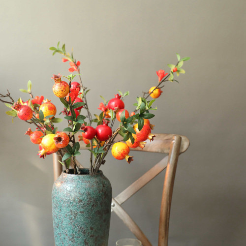 Manufacturers wholesale  flowers green plants wedding simulation flower decorations ins wind cross border 9 pomegranates