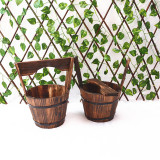 Hot-selling Gardening Carbonized Anticorrosive Wooden Succulent Flower Pots Balcony Flower Retro Solid Wood Fence Hanging Pots