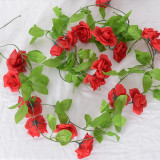 2021 manufacturer wholesale wall flower wedding decoration green leaf artificial rose vine