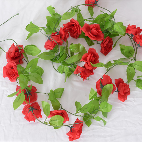 2021 manufacturer wholesale wall flower wedding decoration green leaf artificial rose vine