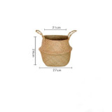 Blue Make Woven Sea grass Belly Basket with Handles for Storage Plant Pot Basket