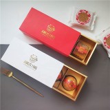 Luxury 3 Grids Moon Cake Packaging Dessert Paper Box Match Bag With Handle Custom Embossed Logo