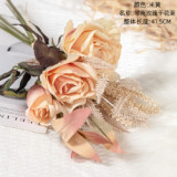2021Manufacturers wholesale green plants cross-border decorations Wedding Rose dry bouquet