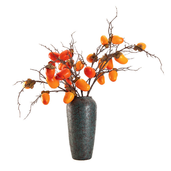2021Wholesale wedding decoration simulation fruit persimmon artificial green plant